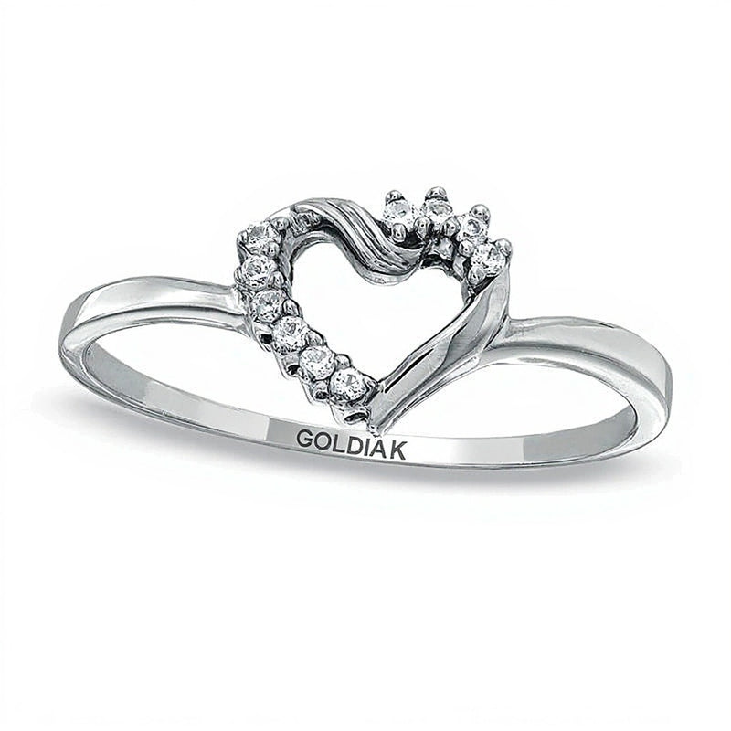 0.05 CT. TW Diamond Twist Heart Ring in 10K White Gold