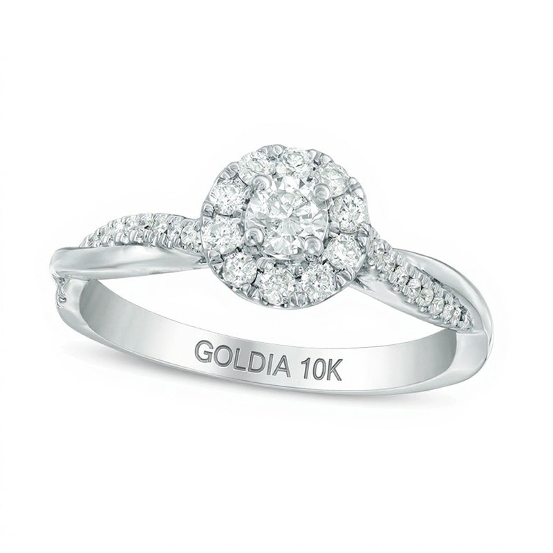 0.38 CT. TW Diamond Frame Twist Engagement Ring in 10K White Gold