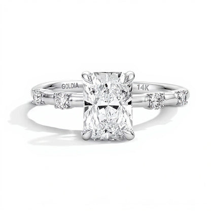 1.75 CT. TW Radiant-Cut Lab-Grown Diamond Hidden Frame Engagement Ring in 14K White Gold (F/VS2)