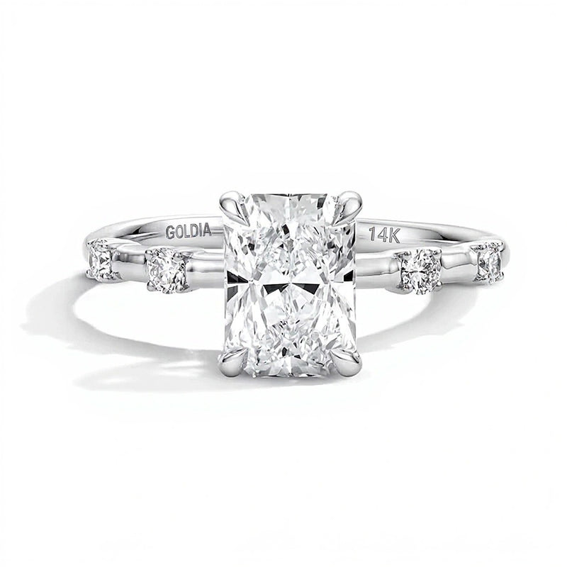 1.75 CT. TW Radiant-Cut Lab-Grown Diamond Hidden Frame Engagement Ring in 14K White Gold (F/VS2)
