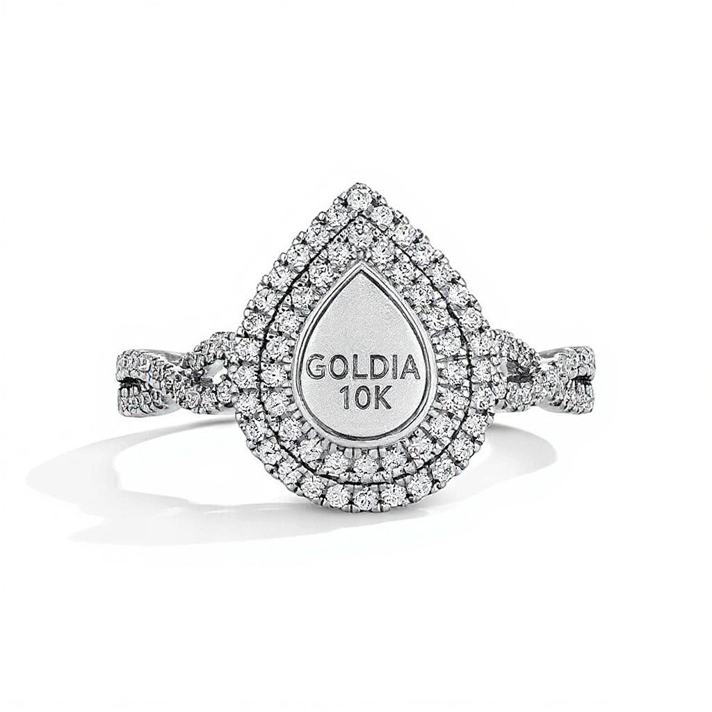 0.5 CT. TW Multi-Diamond Double Frame Engagement Ring in 10K White Gold