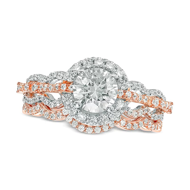 1.5 CT. TW Diamond Frame Bridal Set in 14K Two-Tone Gold (H/SI2)