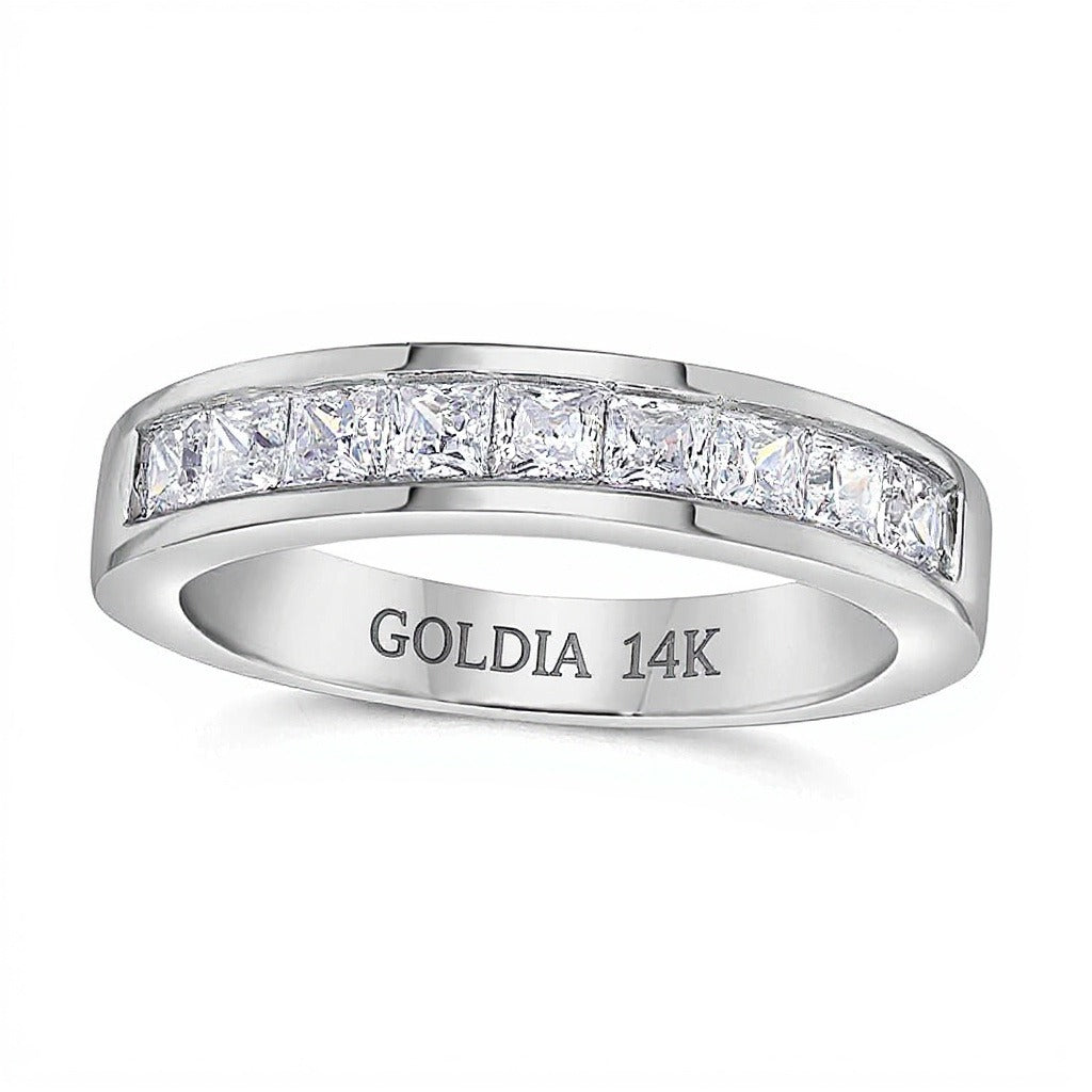 1.0 CT. TW Princess-Cut Diamond Nine Stone Wedding Band in 14K White Gold (I/SI2)