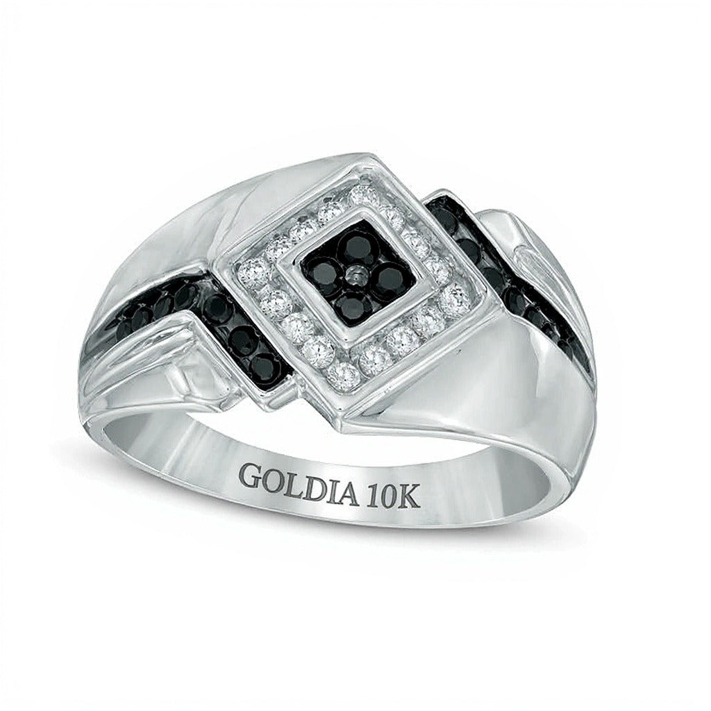 0.5 CT. TW Enhanced Black and White Diamond Ring in 10K White Gold