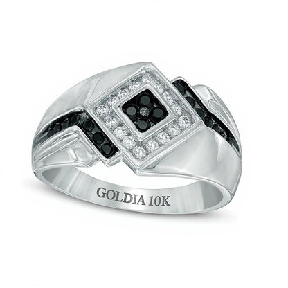0.5 CT. TW Enhanced Black and White Diamond Ring in 10K White Gold