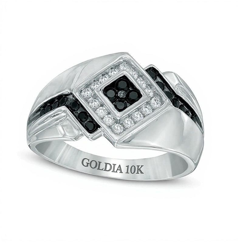 0.5 CT. TW Enhanced Black and White Diamond Ring in 10K White Gold