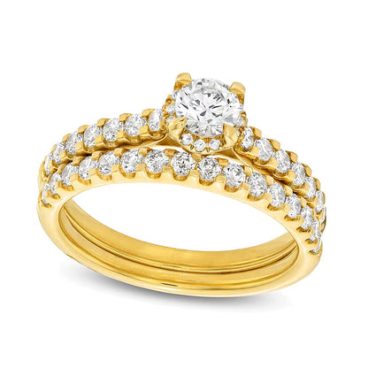 1.0 CT. TW Diamond Hidden Frame Bridal Set in 14K Gold (I/I2)