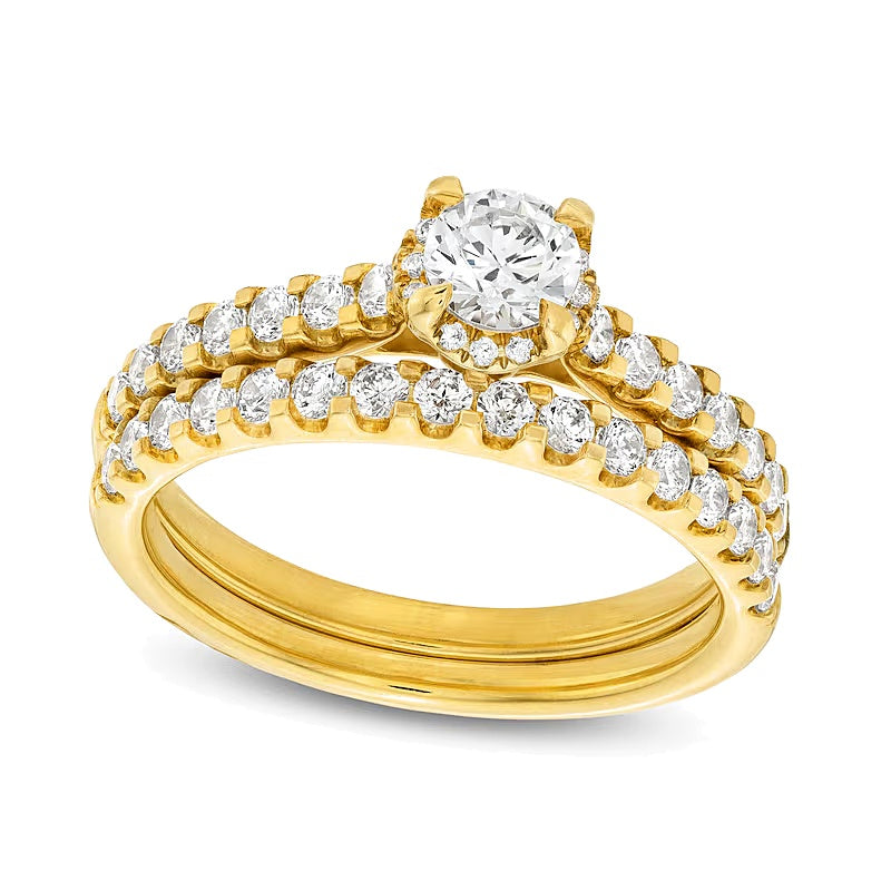 1.0 CT. TW Diamond Hidden Frame Bridal Set in 14K Gold (I/I2)