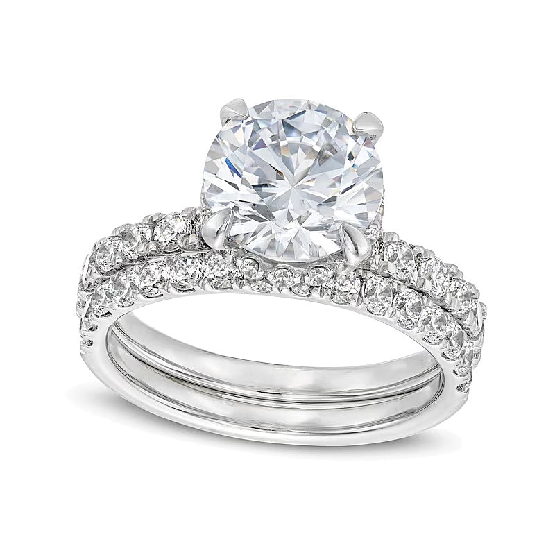 4.38 CT. TW Lab-Grown Diamond Hidden Halo Bridal Set in 14K White Gold (I/SI2)