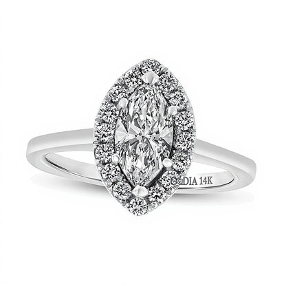 1.25 CT. TW Marquise Diamond Scallop Frame Engagement Ring in 14K White Gold (I/SI2)