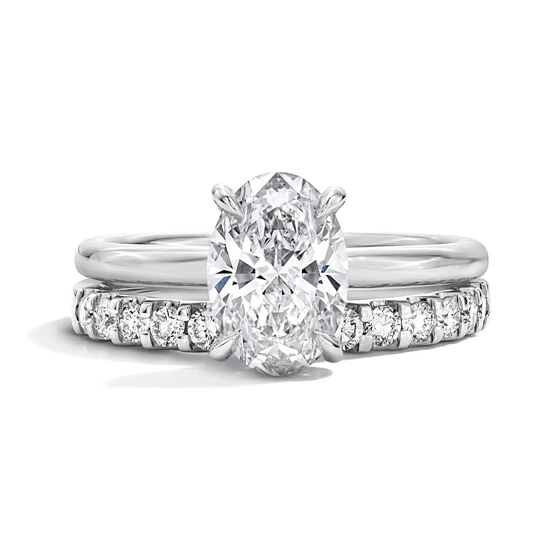 2.0 CT. TW Oval Lab-Grown Diamond Bridal Set in 14K White Gold (F/VS2)