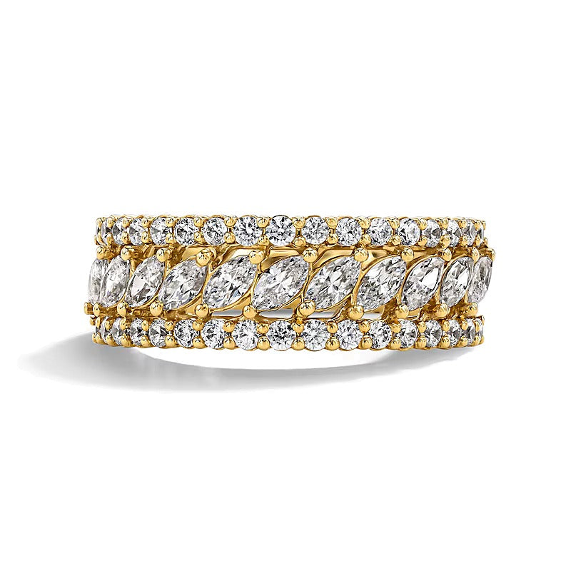 1.25 CT. TW Marquise-Cut Lab-Grown Diamond Multi-Row Anniversary Band in 14K Gold (F/VS2)