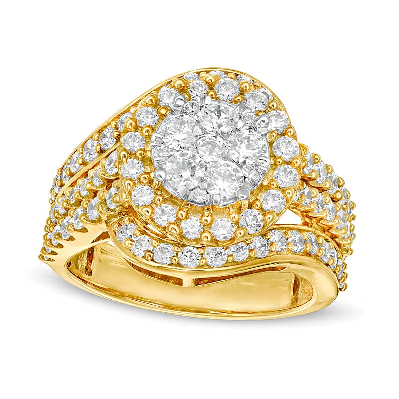 2.0 CT. TW Composite Diamond Bypass Multi-Row Split Shank Engagement Ring in 10K Gold