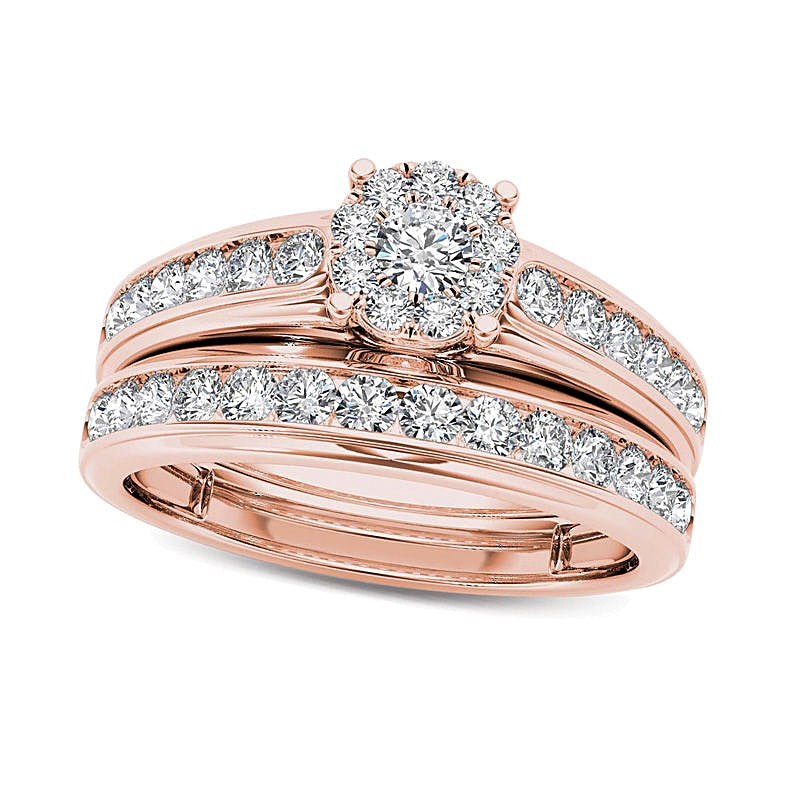 1.5 CT. TW Diamond Frame Bridal Set in 14K Rose Gold