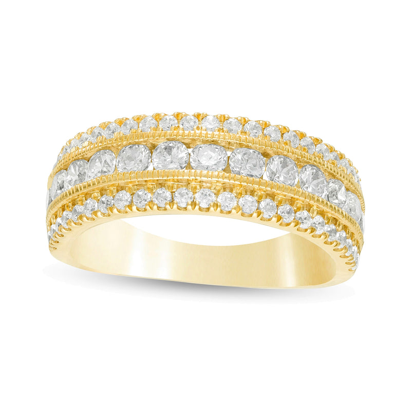 1.33 CT. TW Diamond Multi Row Vintage-Style Anniversary Ring in 10K Gold
