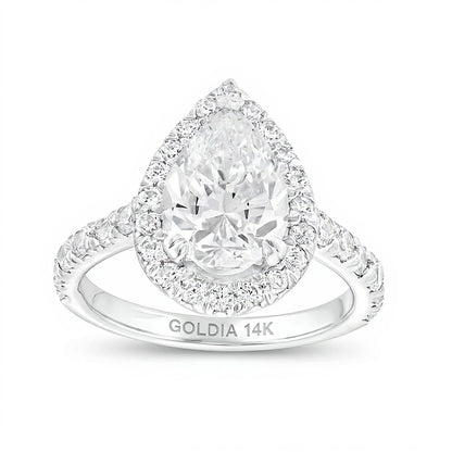 4.0 CT. TW Pear-Shaped Lab-Grown Diamond Frame Engagement Ring in 14K White Gold (I/SI2)