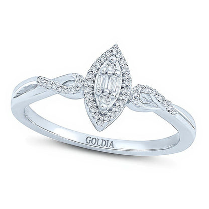 0.1 CT. TW Composite Diamond Marquise Frame Twist Loop Promise Ring in 10K White Gold
