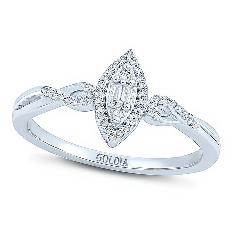 0.1 CT. TW Composite Diamond Marquise Frame Twist Loop Promise Ring in 10K White Gold