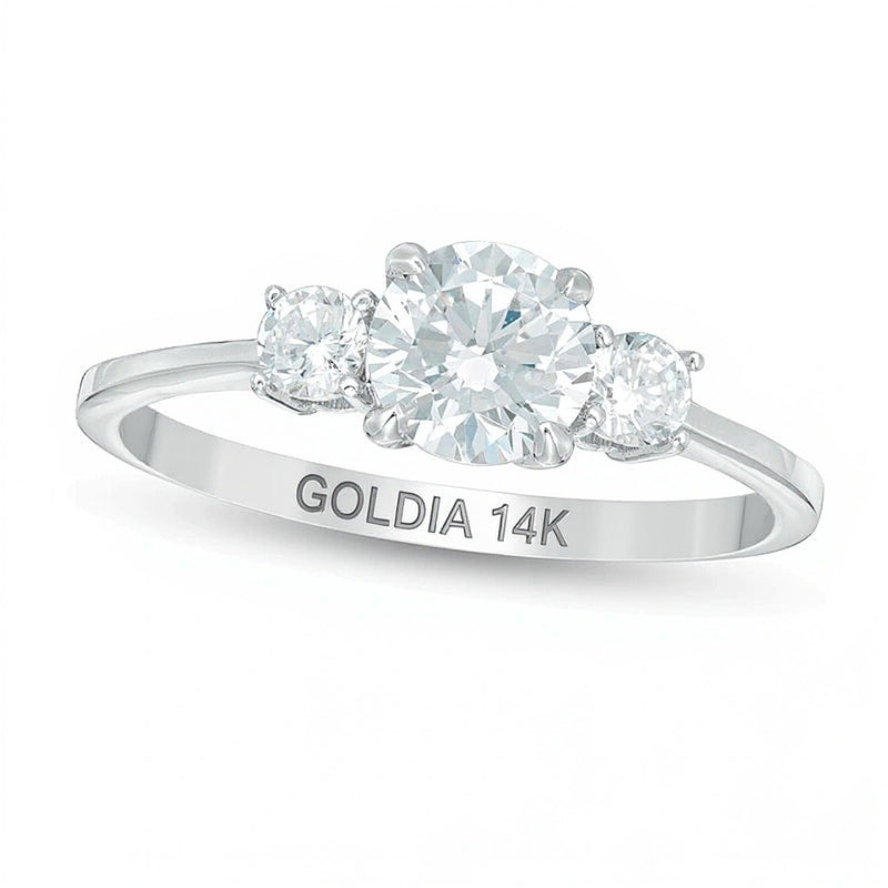 1.0 CT. TW Diamond Three Stone Engagement Ring in 14K White Gold
