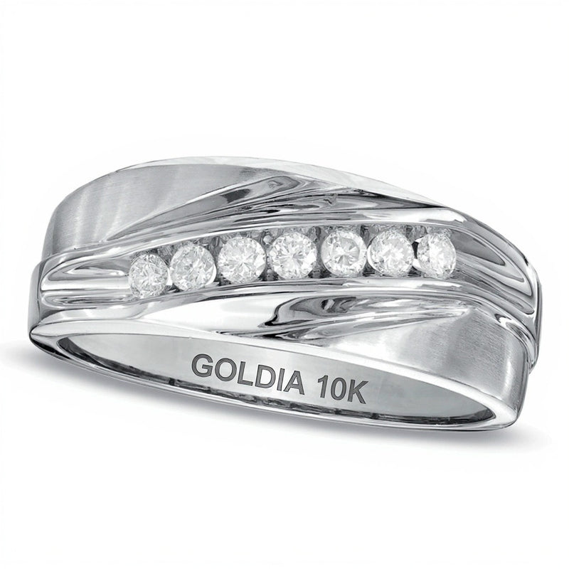 0.25 CT. TW Diamond Seven Stone Wedding Band in 10K White Gold