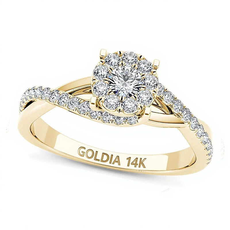 0.5 CT. TW Diamond Bypass Engagement Ring in 14K Gold