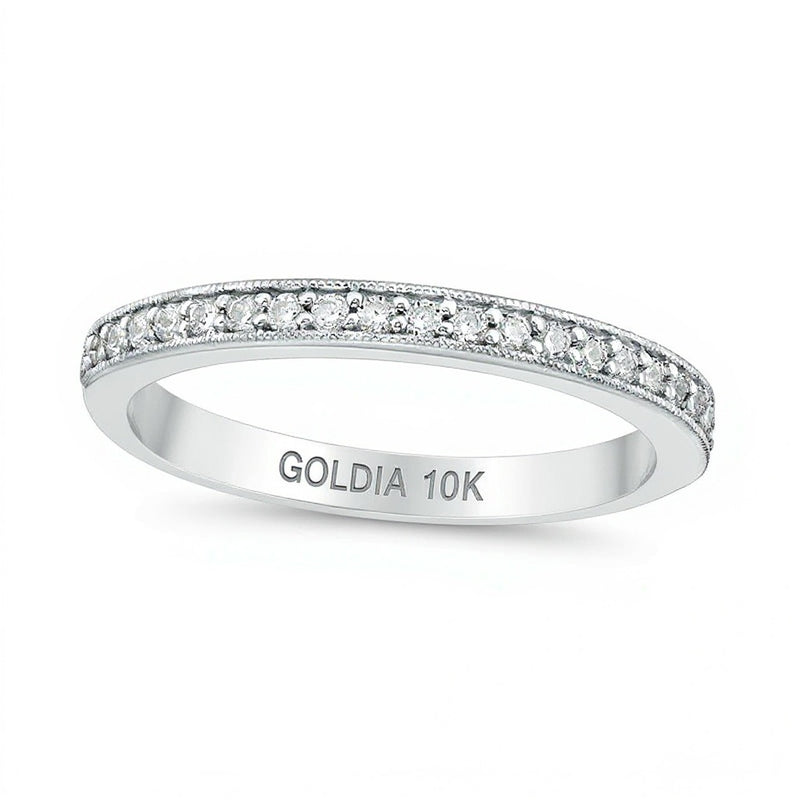 0.2 CT. TW Diamond Vintage-Style Wedding Band in 10K White Gold