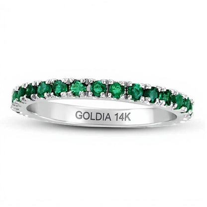 Emerald Eternity Band in 14K White Gold