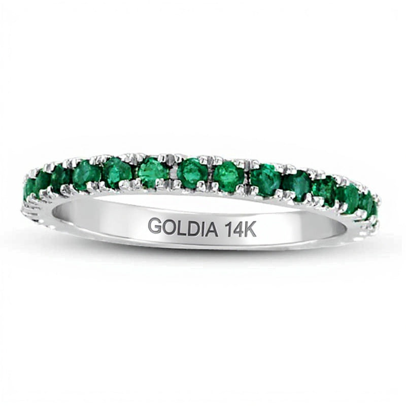 Emerald Eternity Band in 14K White Gold