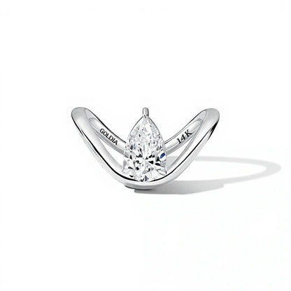 Zales x SHAHLA 1.5 CT. Pear-Shaped Lab-Grown Diamond Solitaire Zaha Dip Engagement Ring in 14K White Gold