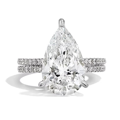 5.63 CT. TW Pear-Shaped Lab-Grown Diamond Bridal Set in 14K White Gold (F/VS2)