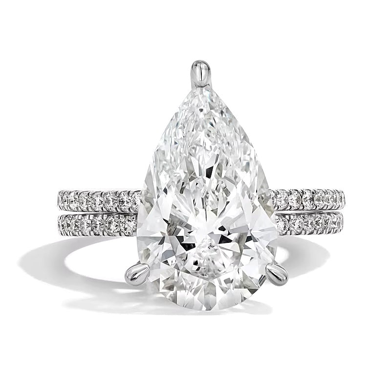 5.63 CT. TW Pear-Shaped Lab-Grown Diamond Bridal Set in 14K White Gold (F/VS2)