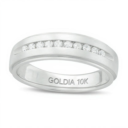 0.25 CT. TW Diamond Satin Wedding Band in 10K White Gold