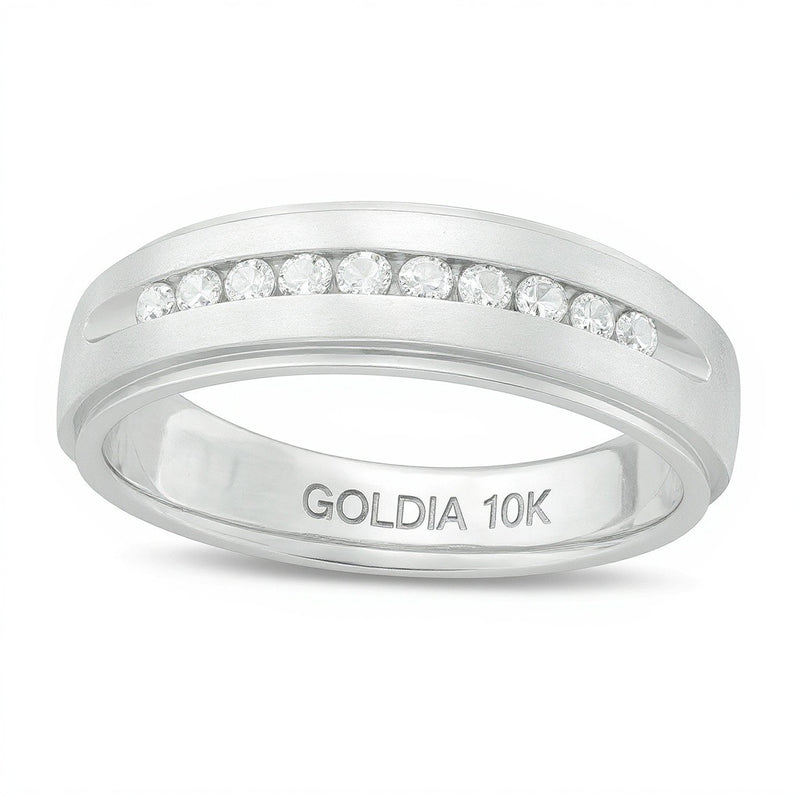 0.25 CT. TW Diamond Satin Wedding Band in 10K White Gold