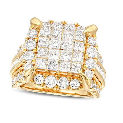 4.0 CT. TW Square Multi-Diamond Frame Multi-Row Engagement Ring in 14K Gold