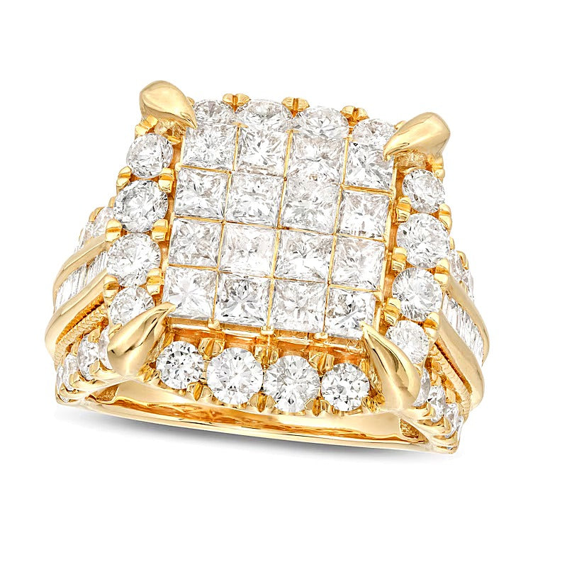 4.0 CT. TW Square Multi-Diamond Frame Multi-Row Engagement Ring in 14K Gold