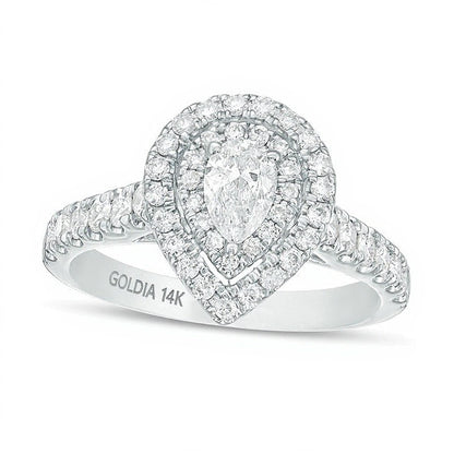 1.0 CT. TW Pear-Shaped Diamond Double Frame Engagement Ring in 14K White Gold