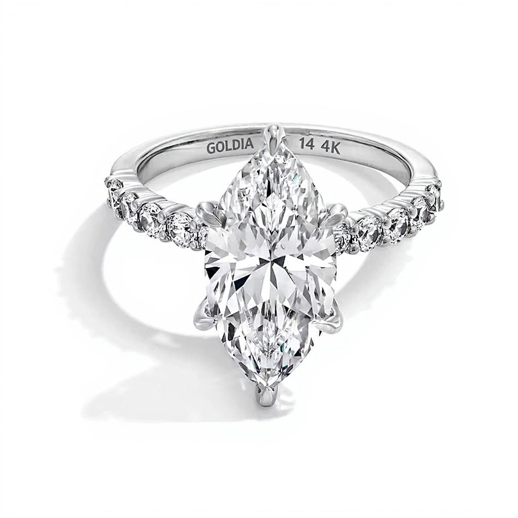 4.5 CT. TW Marquise-Cut Lab-Grown Diamond Engagement Ring in 14K White Gold (F/VS2)