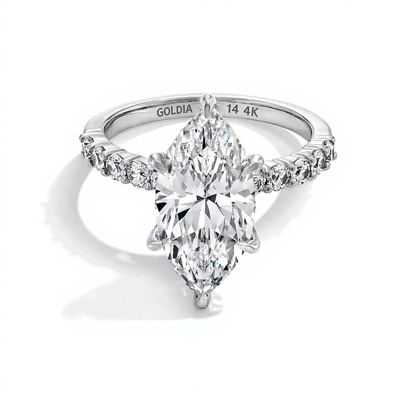 4.5 CT. TW Marquise-Cut Lab-Grown Diamond Engagement Ring in 14K White Gold (F/VS2)