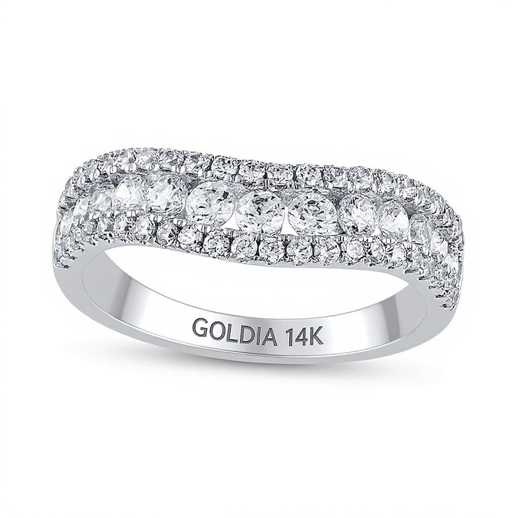 1.0 CT. TW Diamond Edge Vintage-Style Contour Band in 14K White Gold