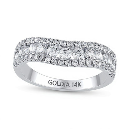 1.0 CT. TW Diamond Edge Vintage-Style Contour Band in 14K White Gold