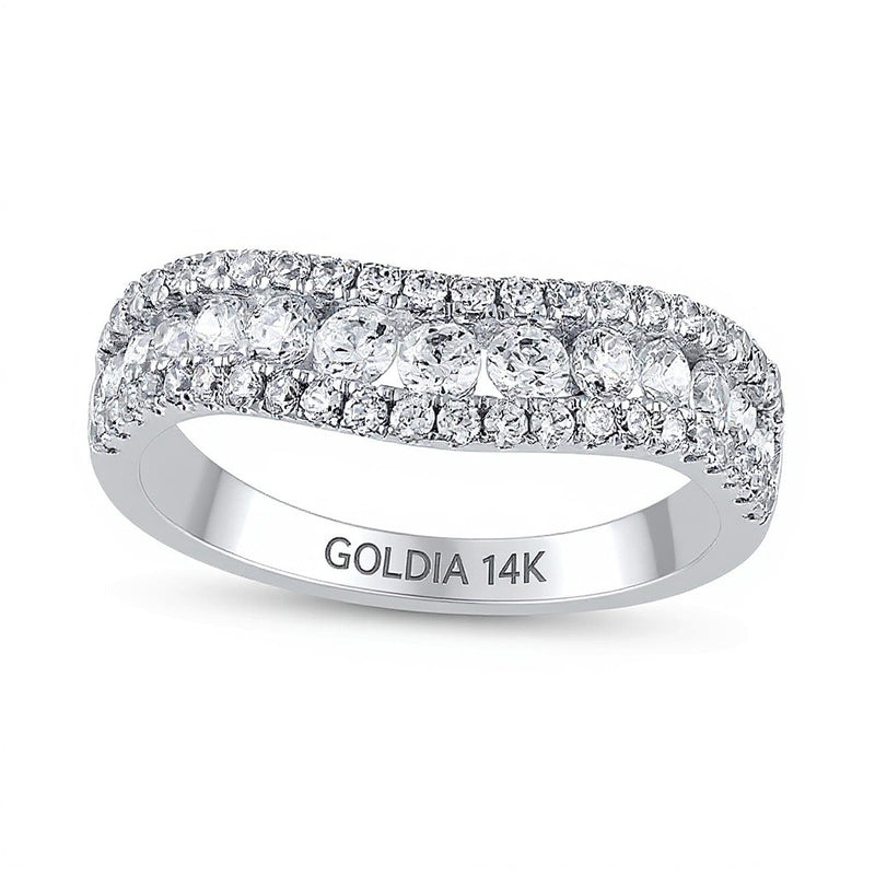 1.0 CT. TW Diamond Edge Vintage-Style Contour Band in 14K White Gold