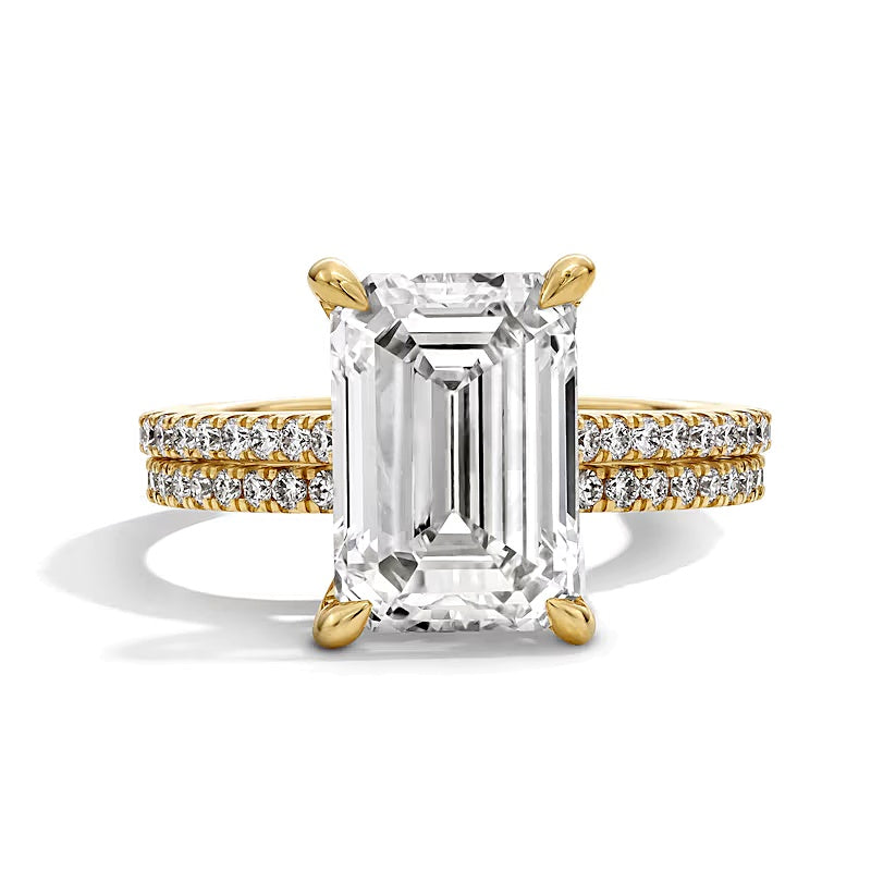 5.63 CT. TW Emerald-Cut Lab-Grown Diamond Bridal Set in 14K Gold (F/VS2)