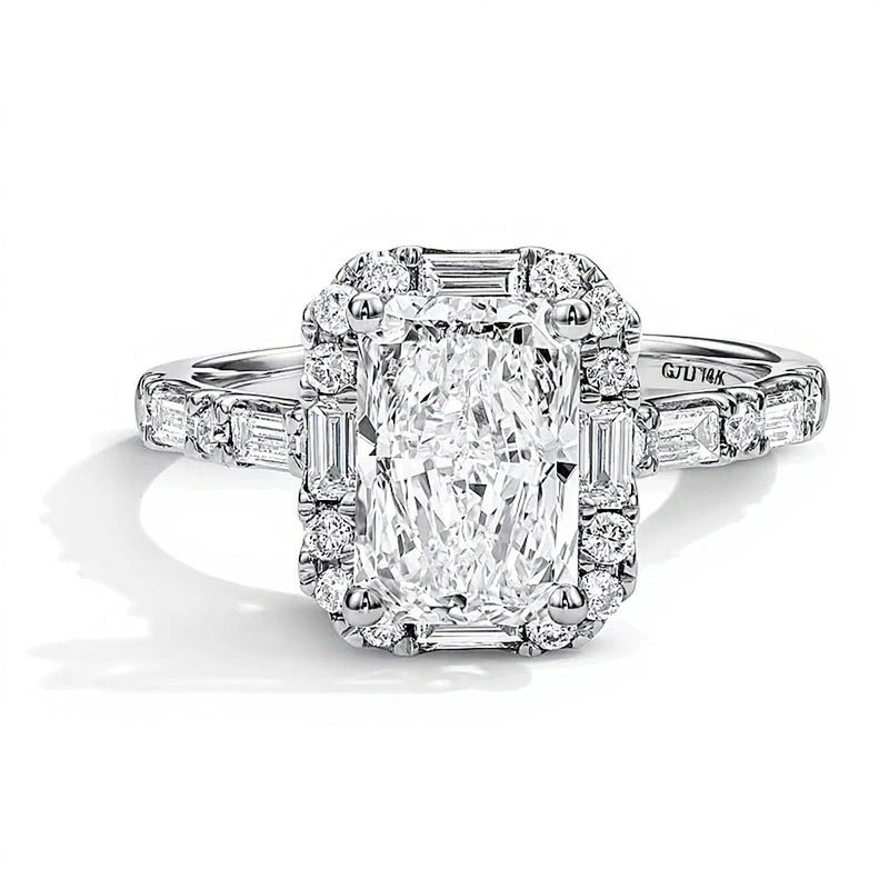 2.63 CT. TW Radiant-Cut Lab-Grown Diamond Frame Engagement Ring in 14K White Gold (F/VS2)