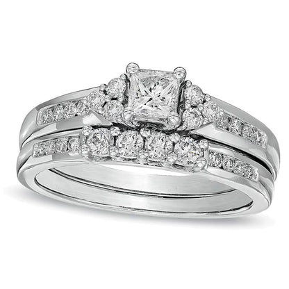 0.75 CT. TW Princess-Cut Diamond Soldered Bridal Set in 14K White Gold