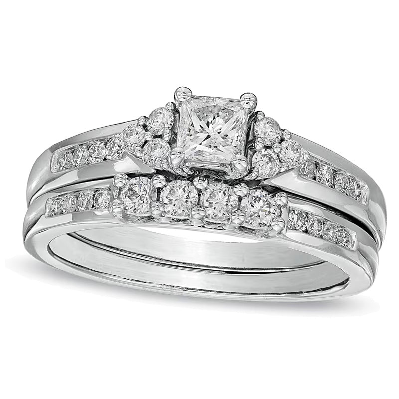 0.75 CT. TW Princess-Cut Diamond Soldered Bridal Set in 14K White Gold