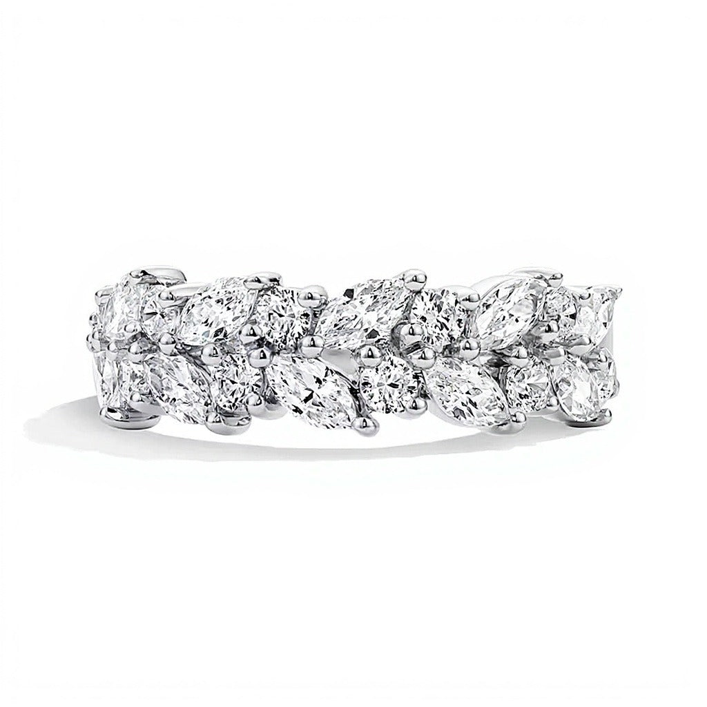 1.25 CT. TW Lab-Grown Diamond Tilted Multi-Shape Anniversary Band in 14K White Gold (F/VS2)