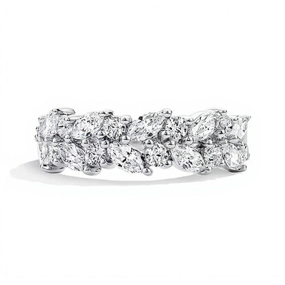 1.25 CT. TW Lab-Grown Diamond Tilted Multi-Shape Anniversary Band in 14K White Gold (F/VS2)