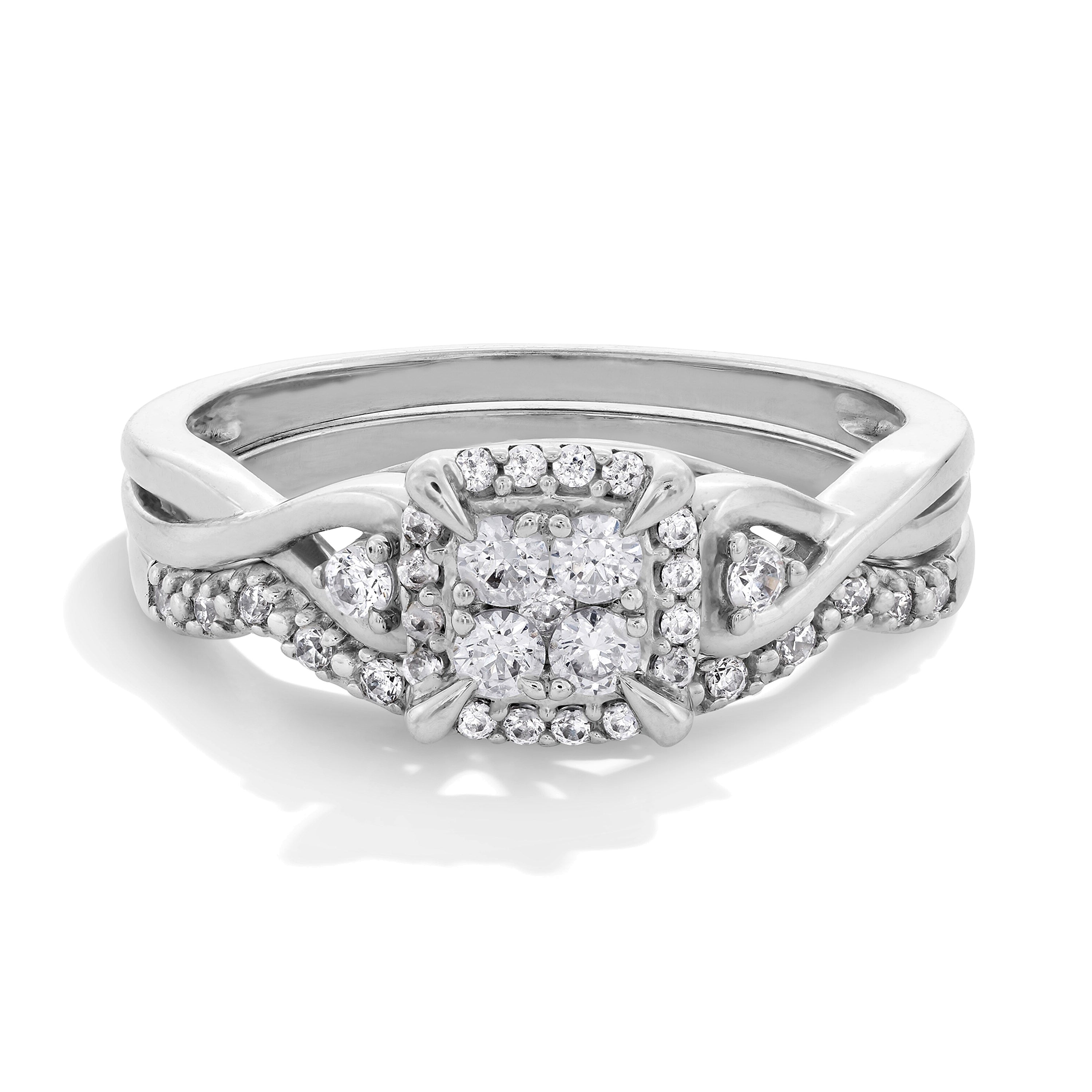 0.33 CT. TW Multi-Diamond Twist Shank Bridal Set in 10K White Gold