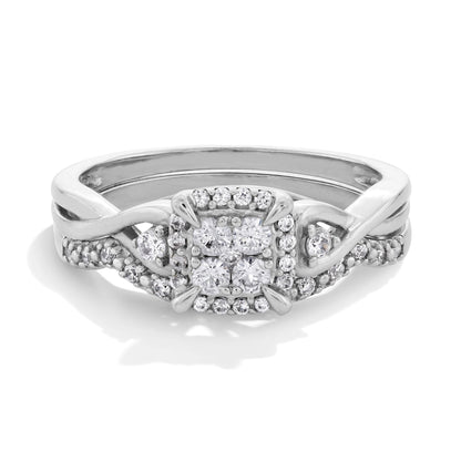 0.33 CT. TW Multi-Diamond Twist Shank Bridal Set in 10K White Gold