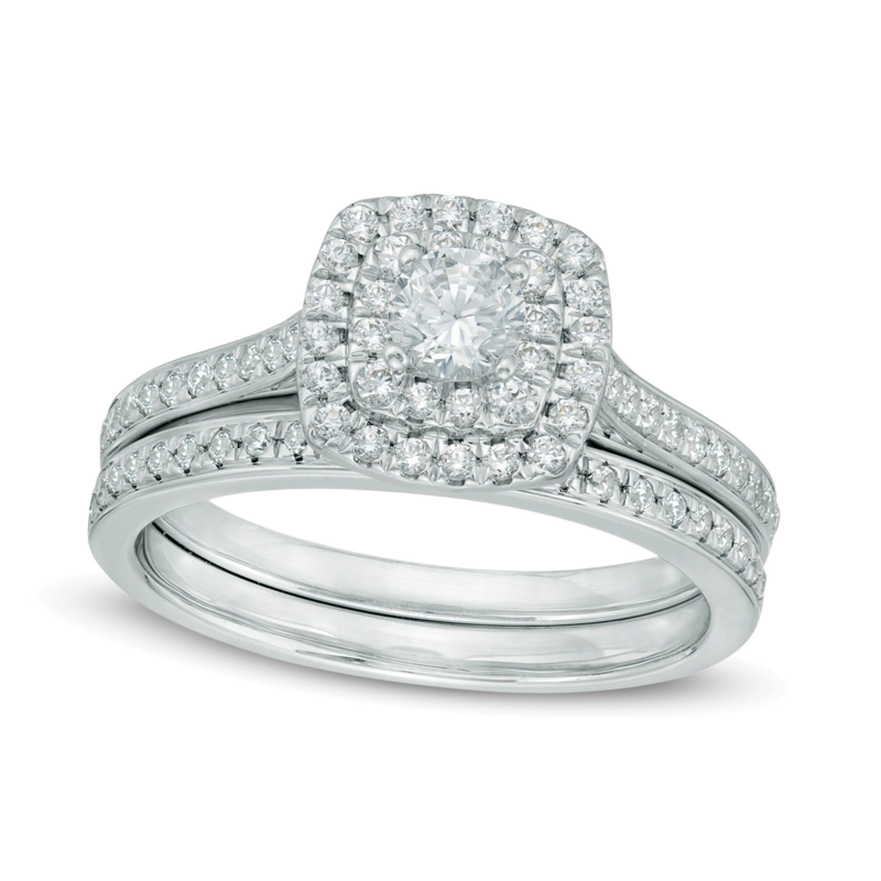 0.75 CT. TW Diamond Double Square Frame Bridal Set in 10K White Gold